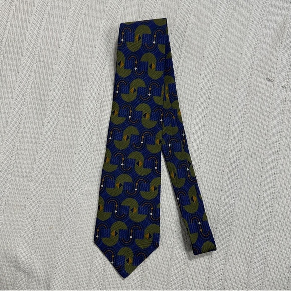 Bugatti 100% silk necktie, mid century modern look, blue/green, professional - Picture 1 of 5